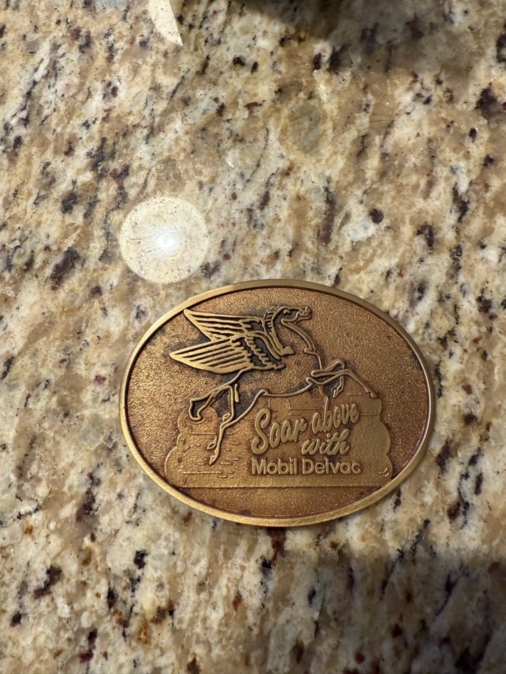 Vintage Mobil Delvac Oval Belt Buckle- 'Soar Above' Pegasus